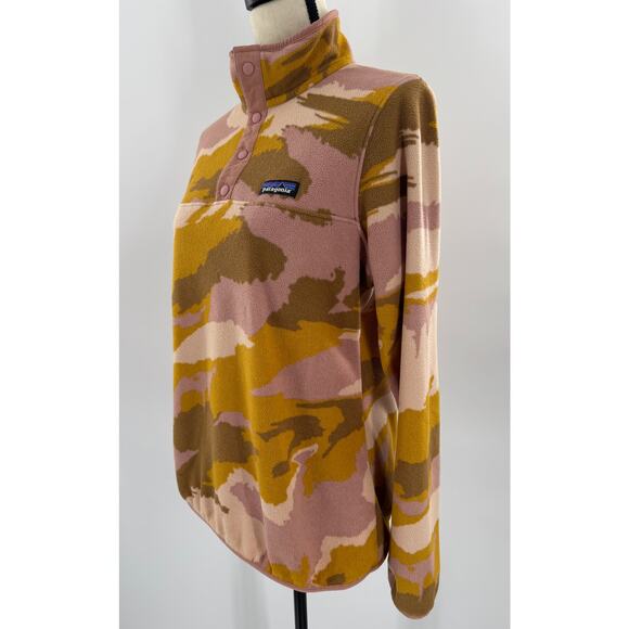 Patagonia Synchilla Pink Orange Yellow Camo M Pullover Fleece Jacket rare - Picture 5 of 8